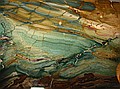 Petrified Swamp Bog\nApprox 14 mya\nTrout Creek Formation (11-14 mya)\nWood, algae and swamp debris were covered over and petrified together.  Minerals seeping in for millions of years created the color.\nJohnson Lapidary\nSparks, NV