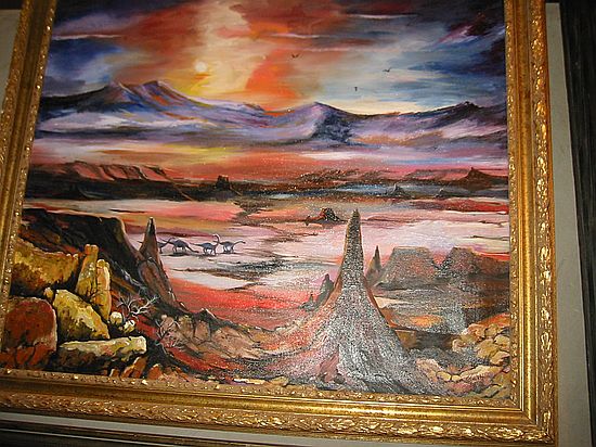 Painting by Greg Sweatt - Fossil Artist, Parker, Colorado.  Greg was painting at the Colorado Fossil Expo portion of the show.