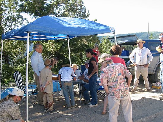 WIPS trip to Douglas Pass - everyone signing up at the site.